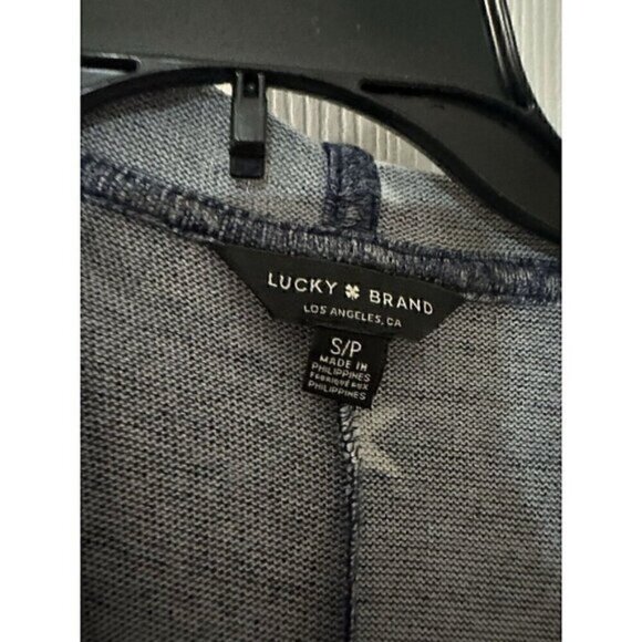 Lucky Brand Blue White Star Print Hooded Cardigan Sweater Size Small - Picture 3 of 5